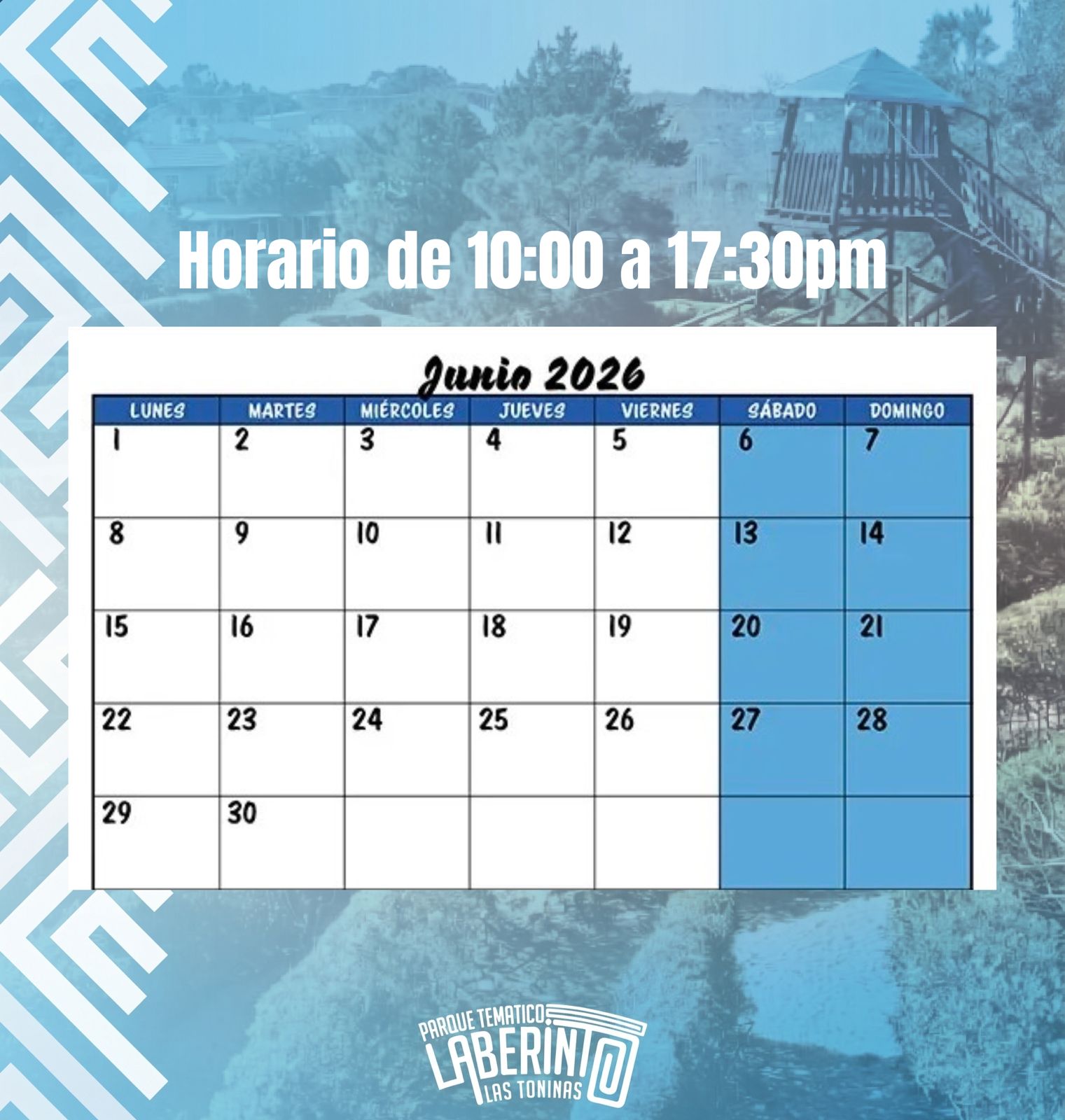 Horarios Junio 2026 Laberinto las Toninas